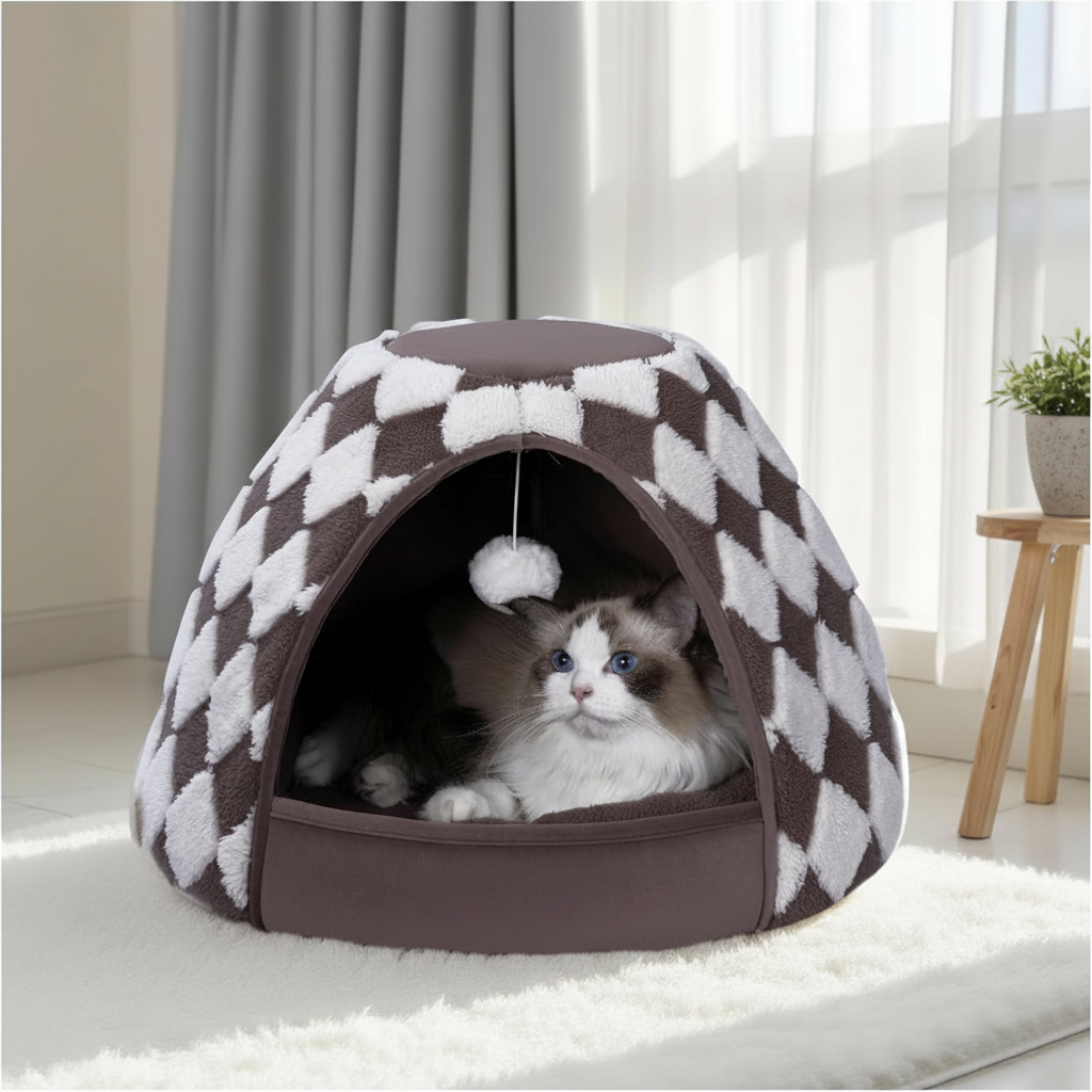 Nuzzlenest 2-in-1 Cat Cave Bed & Tent — Cozy Hideaway