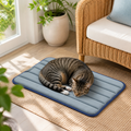 Nuzzlenest Thin Washable Dog Crate Pad - Water-Resistant Mat - Dusty Blue