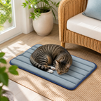 Nuzzlenest Thin Washable Dog Crate Pad - Water-Resistant Mat - Dusty Blue