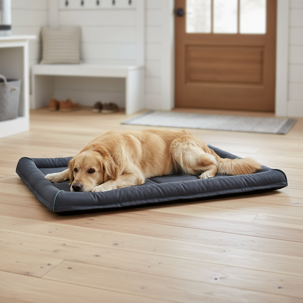 Nuzzlenest Oxford Waterproof Dog Crate Bed — Wipe-Clean, Bolstered