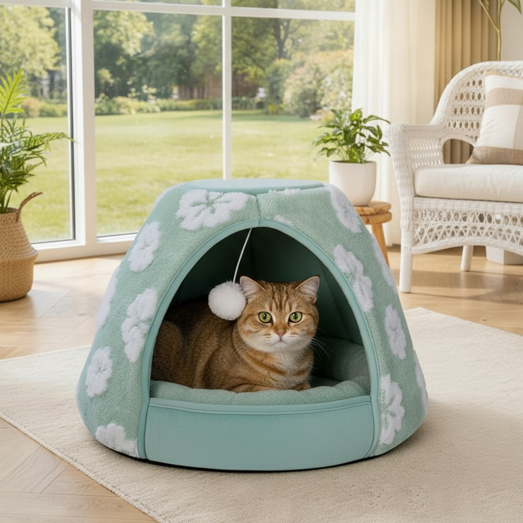Nuzzlenest 2-in-1 Cat Cave Bed & Tent — Cozy Hideaway