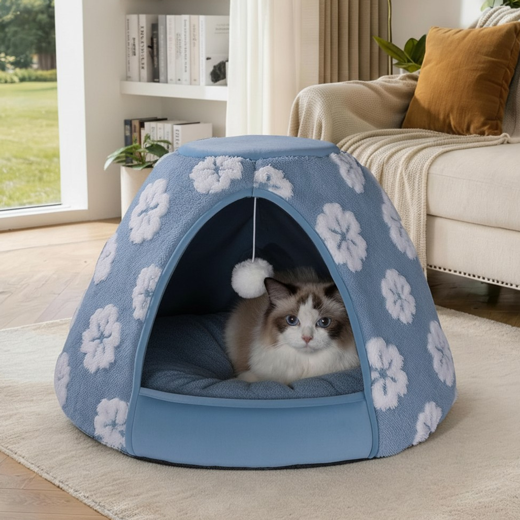Nuzzlenest 2-in-1 Cat Cave Bed & Tent — Cozy Hideaway