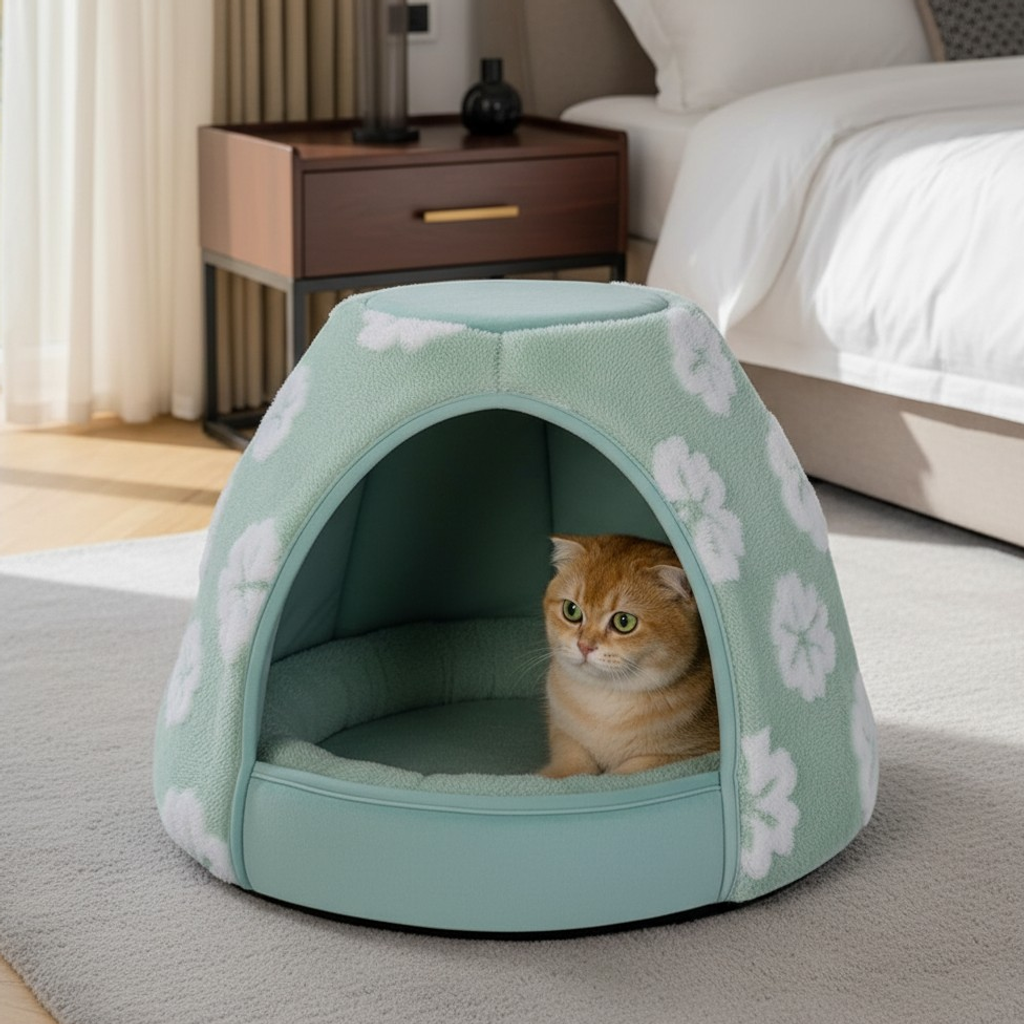 Nuzzlenest 2-in-1 Cat Cave Bed & Tent — Cozy Hideaway