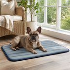 Nuzzlenest Thin Washable Dog Crate Pad - Water-Resistant Mat - Dusty Blue