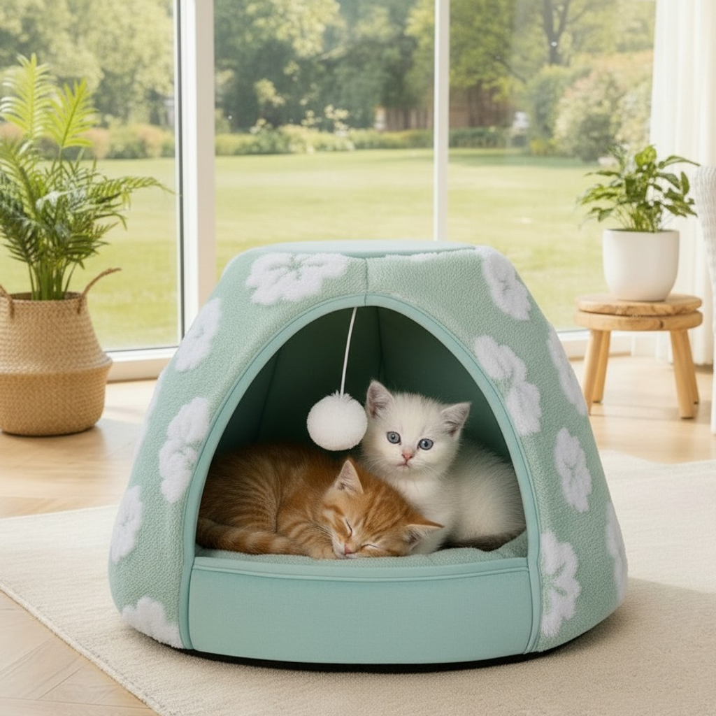 Nuzzlenest 2-in-1 Cat Cave Bed & Tent — Cozy Hideaway