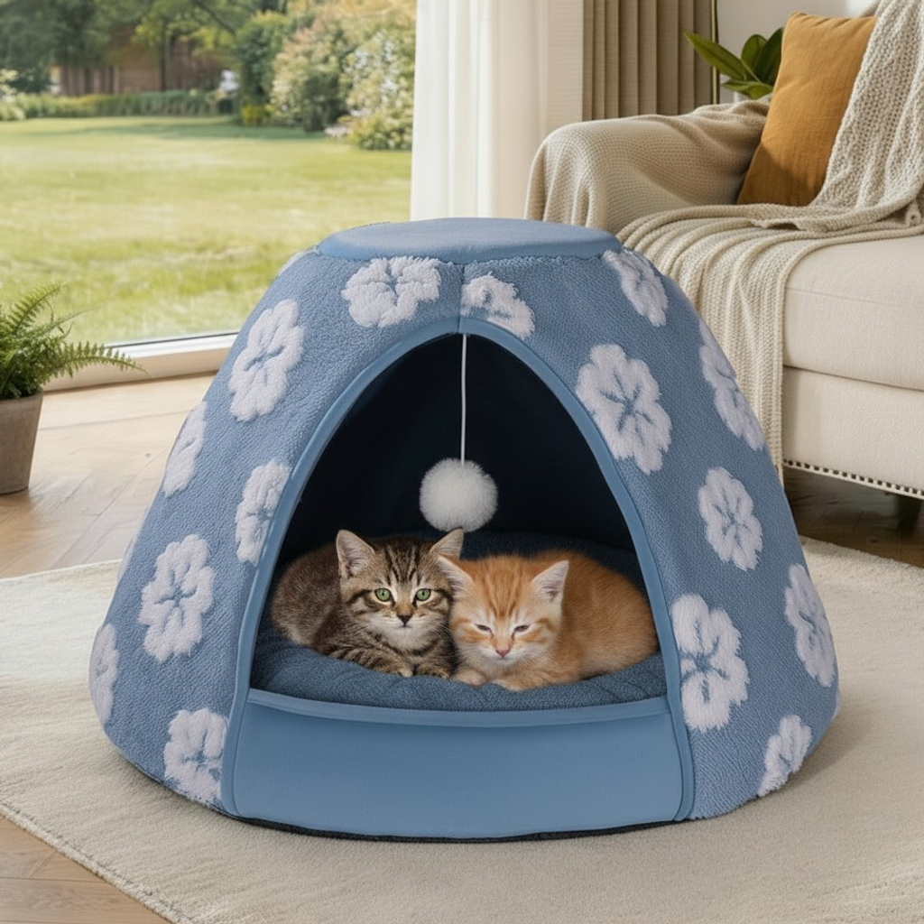 Nuzzlenest 2-in-1 Cat Cave Bed & Tent — Cozy Hideaway