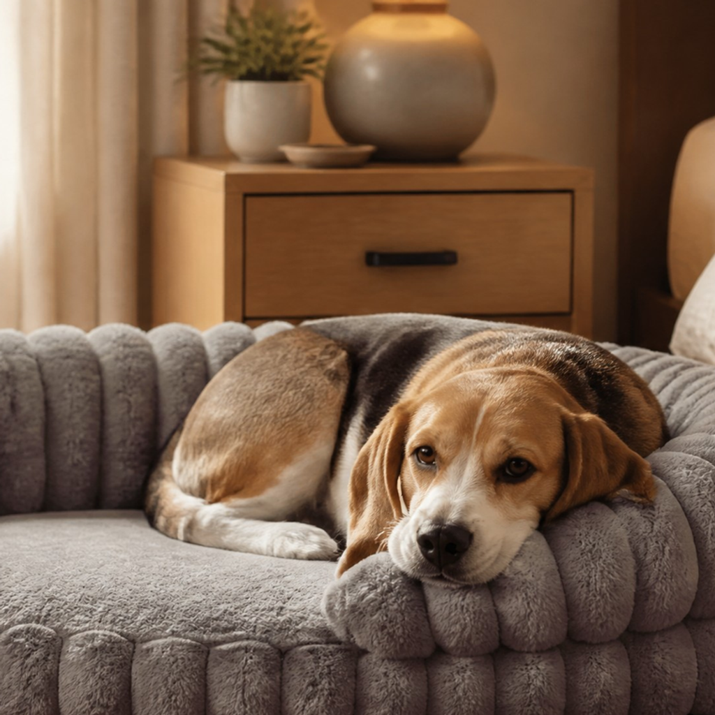 Nuzzlenest Orthopedic Calming Dog Sofa Bed — Bolstered, Waterproof Liner