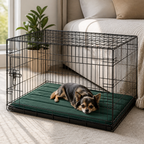 Nuzzlenest Thin Washable Dog Crate Pad - Water-Resistant Mat - Deep Green