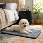 Nuzzlenest Thin Washable Dog Crate Pad - Water-Resistant Mat - Dusty Blue