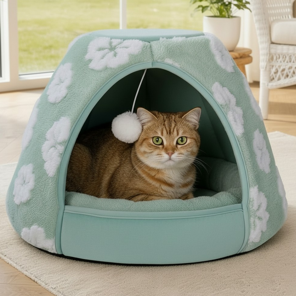 Nuzzlenest 2-in-1 Cat Cave Bed & Tent — Cozy Hideaway