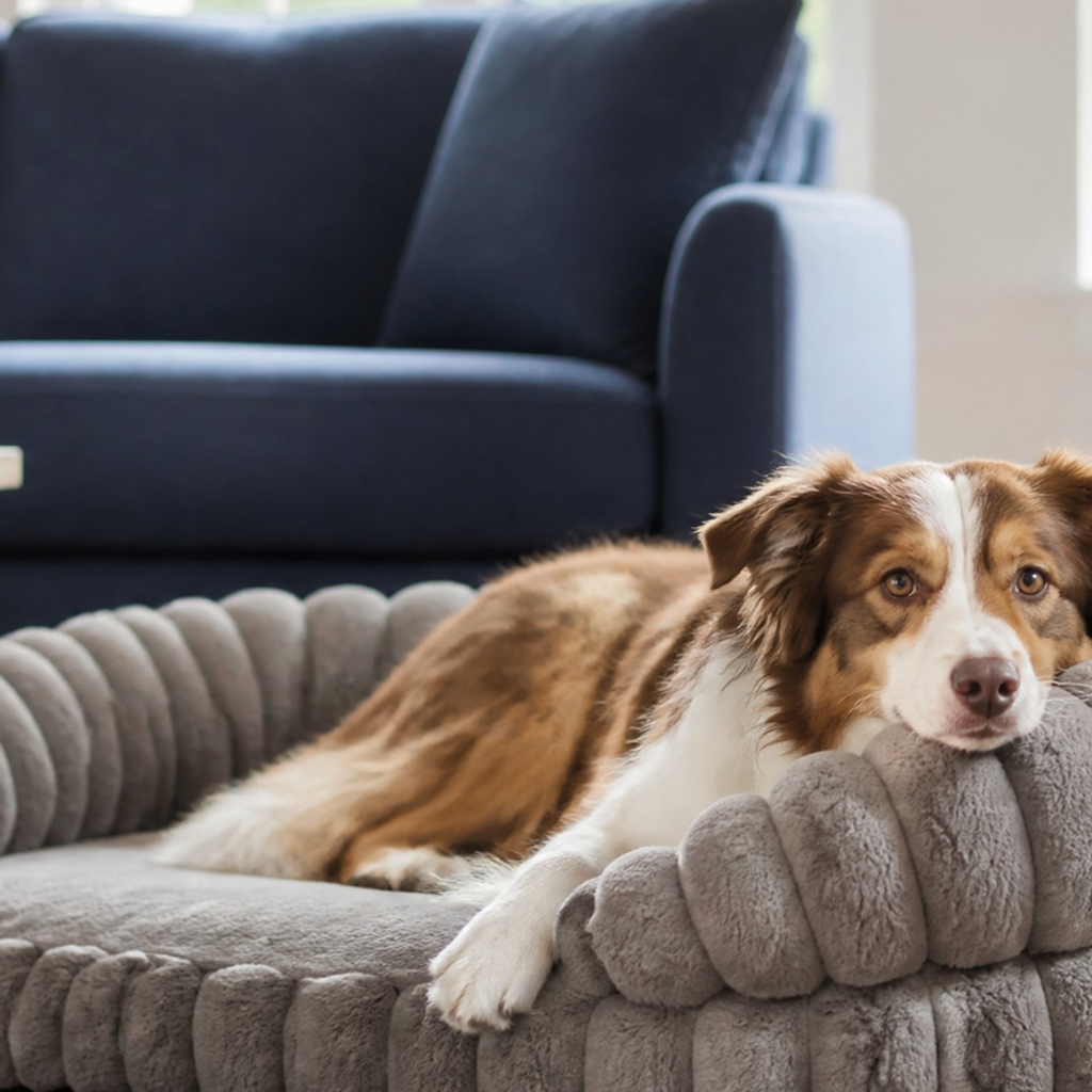 Nuzzlenest Orthopedic Calming Dog Sofa Bed — Bolstered, Waterproof Liner