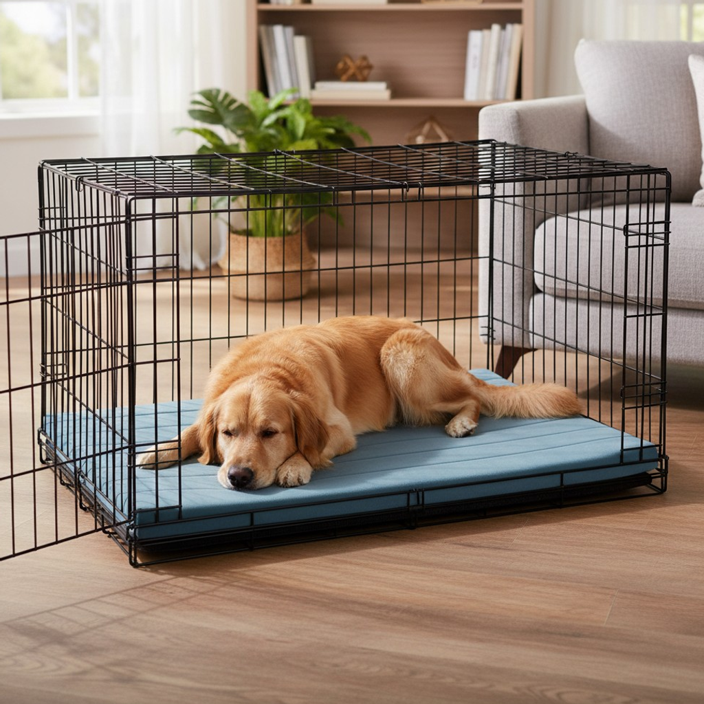 Nuzzlenest Orthopedic Dog Crate Pad - Waterproof Foam Liner - Powder Blue