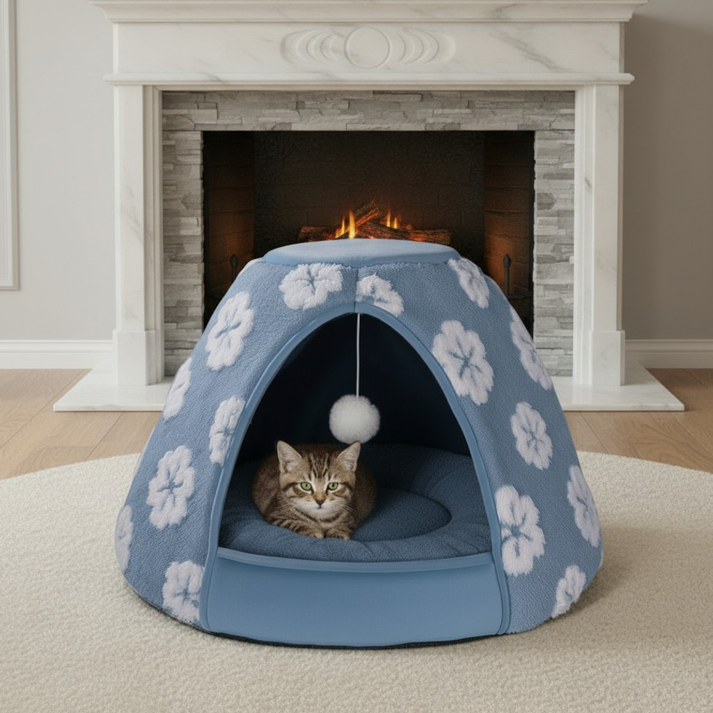 Nuzzlenest 2-in-1 Cat Cave Bed & Tent — Cozy Hideaway