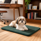 Nuzzlenest Thin Washable Dog Crate Pad - Water-Resistant Mat - Deep Green