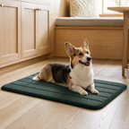 Nuzzlenest Thin Washable Dog Crate Pad - Water-Resistant Mat - Deep Green