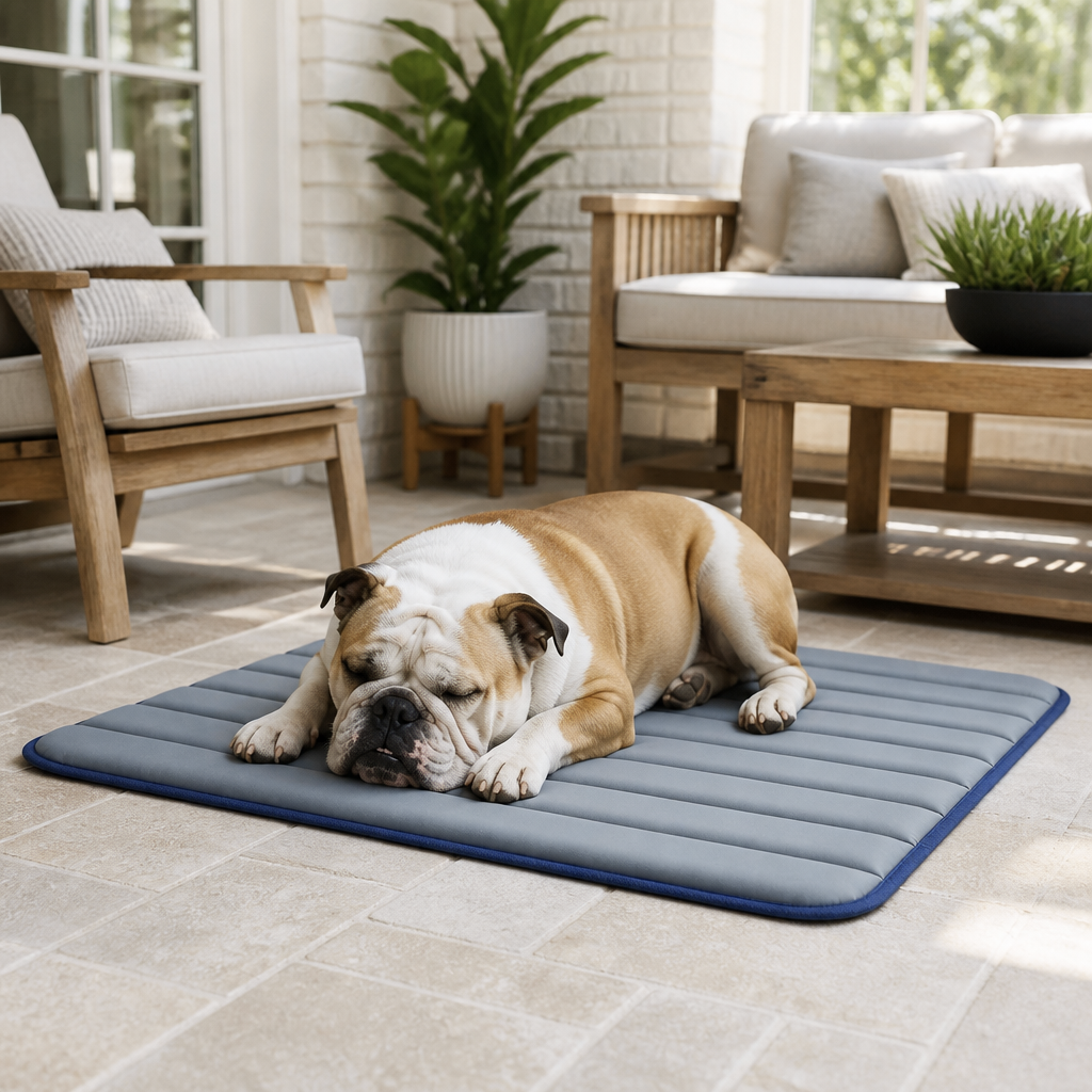 Nuzzlenest Thin Washable Dog Crate Pad - Water-Resistant Mat - Dusty Blue