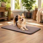 Nuzzlenest Thin Washable Dog Crate Pad - Water-Resistant Mat - Taupe