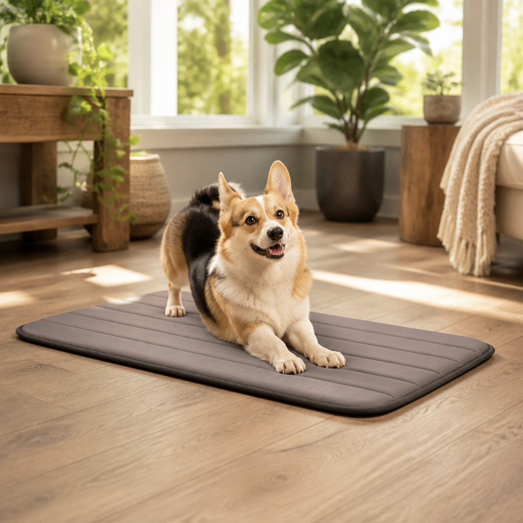 Nuzzlenest Thin Washable Dog Crate Pad - Water-Resistant Mat - Taupe