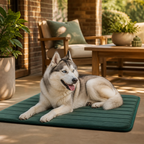 Nuzzlenest Thin Washable Dog Crate Pad - Water-Resistant Mat - Deep Green