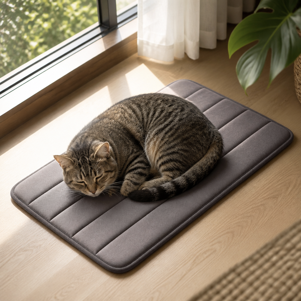 Nuzzlenest Thin Washable Dog Crate Pad - Water-Resistant Mat - Taupe