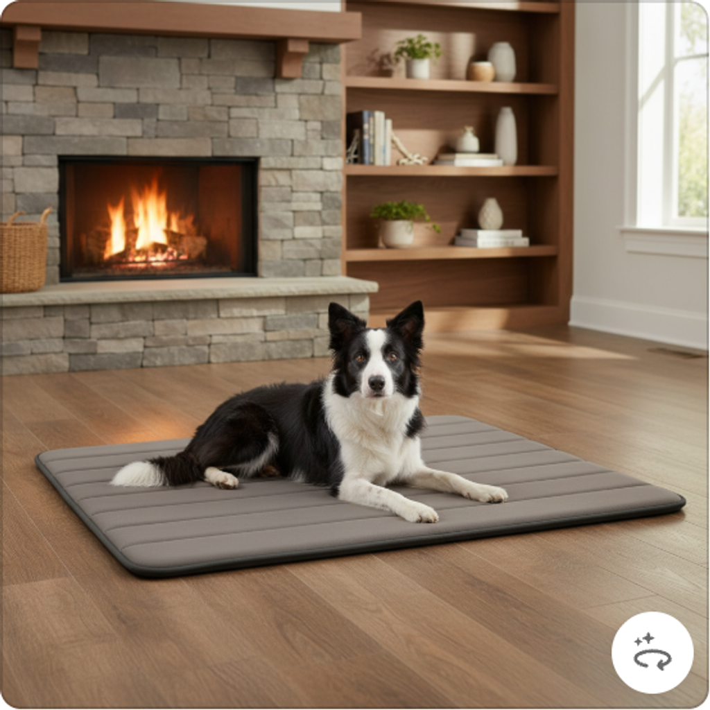 Nuzzlenest Thin Washable Dog Crate Pad - Water-Resistant Mat - Taupe