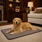Nuzzlenest Thin Washable Dog Crate Pad - Water-Resistant Mat - Taupe