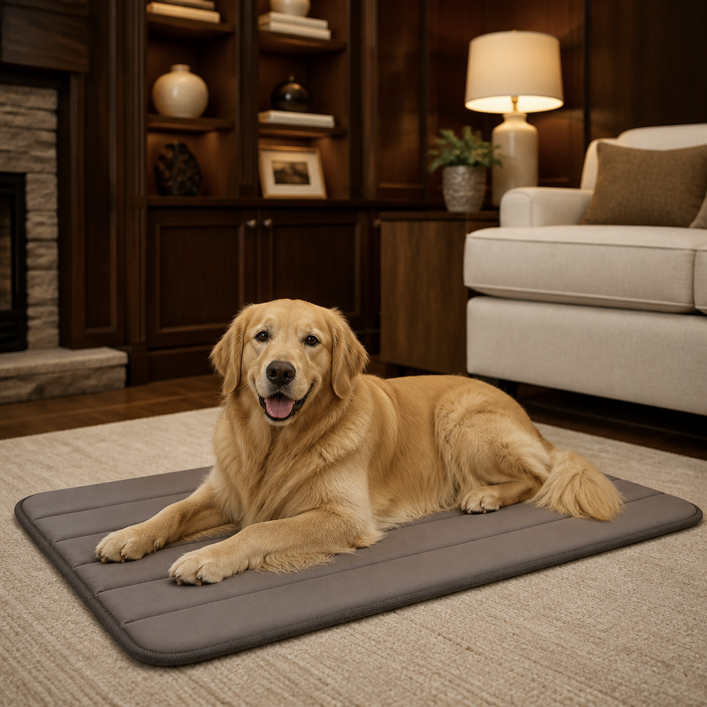 Nuzzlenest Thin Washable Dog Crate Pad - Water-Resistant Mat - Taupe