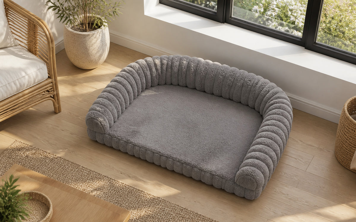 Nuzzlenest Calming Dog Sofa Bed — Orthopedic, Bolstered Sides, 30"/36"/42"