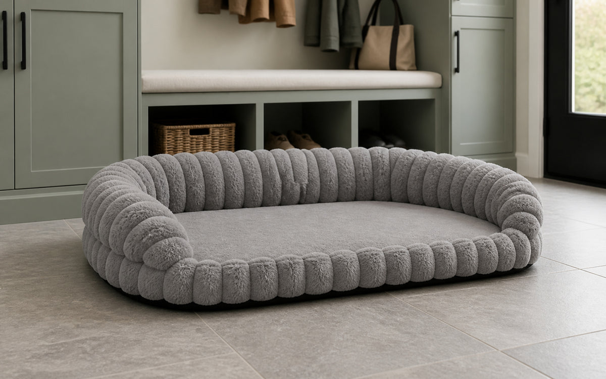 Nuzzlenest Calming Dog Sofa Bed — Orthopedic, Bolstered Sides, 30"/36"/42"