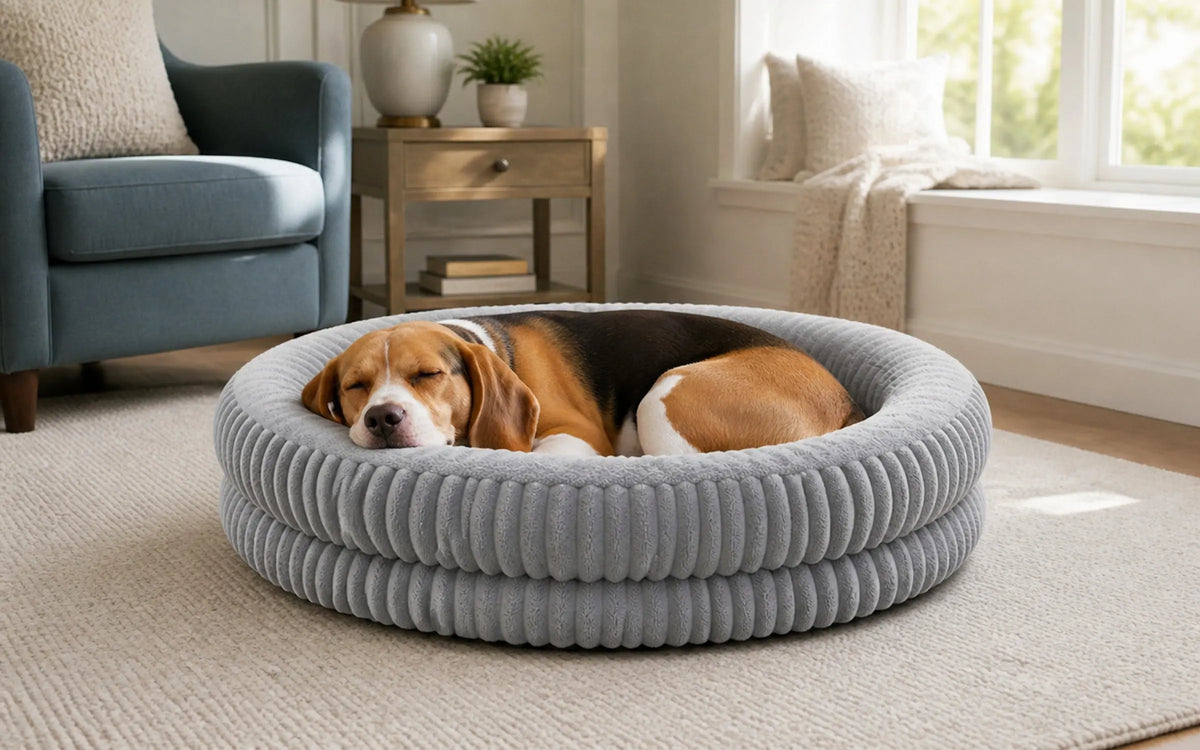 Nuzzlenest Deep Sleep Round Dog Bed — Fluffy Plush Calming Comfort, 30"/36"/43"