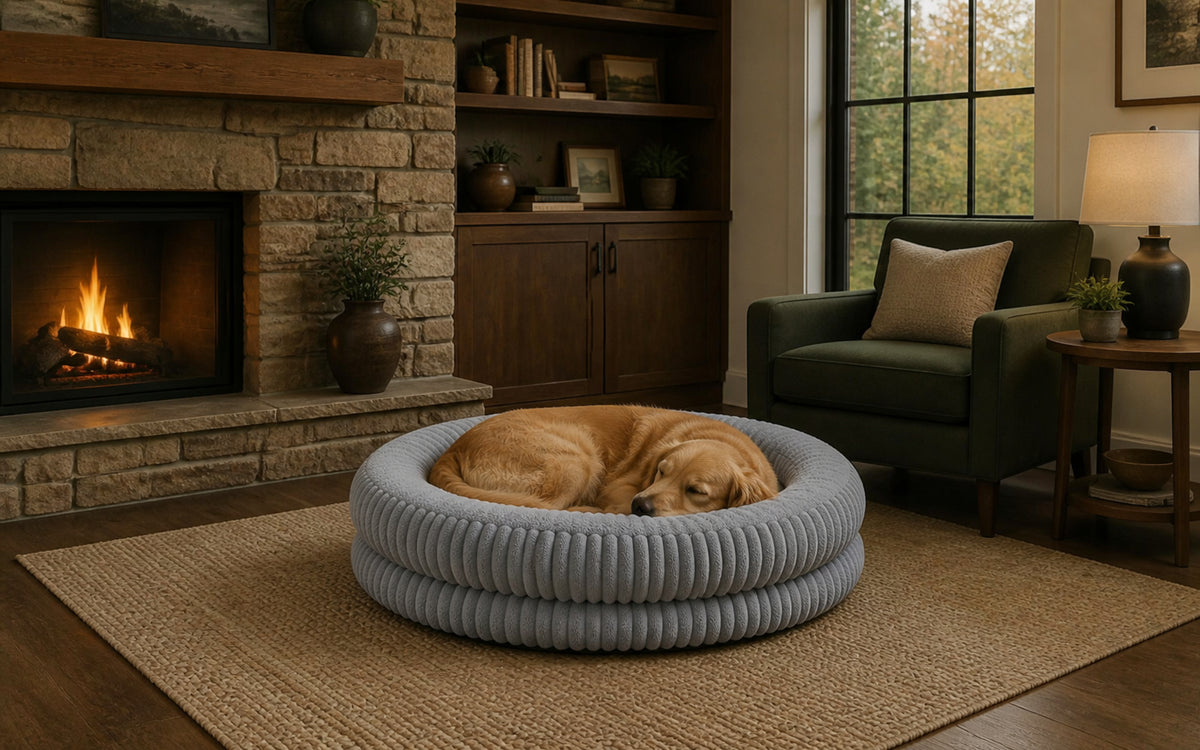 Nuzzlenest Deep Sleep Round Dog Bed — Fluffy Plush Calming Comfort, 30"/36"/43"