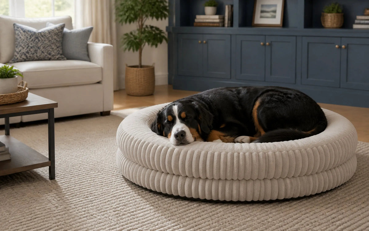 Nuzzlenest Deep Sleep Round Dog Bed — Fluffy Plush Calming Comfort, 30"/36"/43"