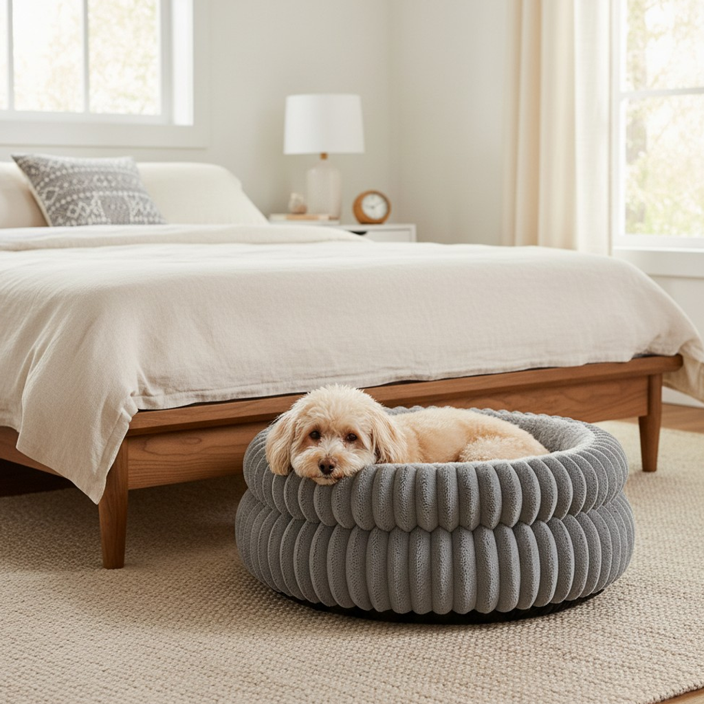 Nuzzlenest Round Calming Cat Bed — Ultra-Soft Plush, Anti-Slip