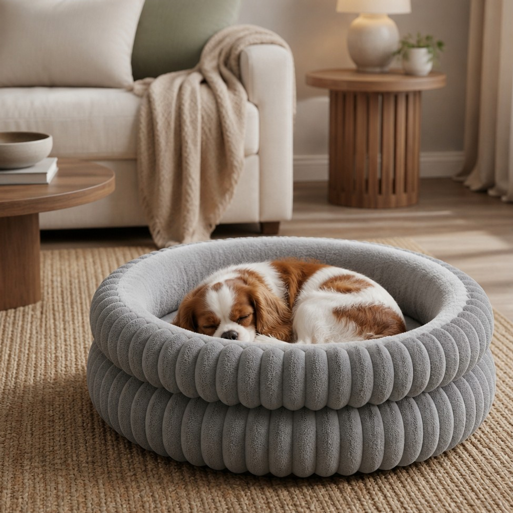 Nuzzlenest Round Calming Cat Bed — Ultra-Soft Plush, Anti-Slip