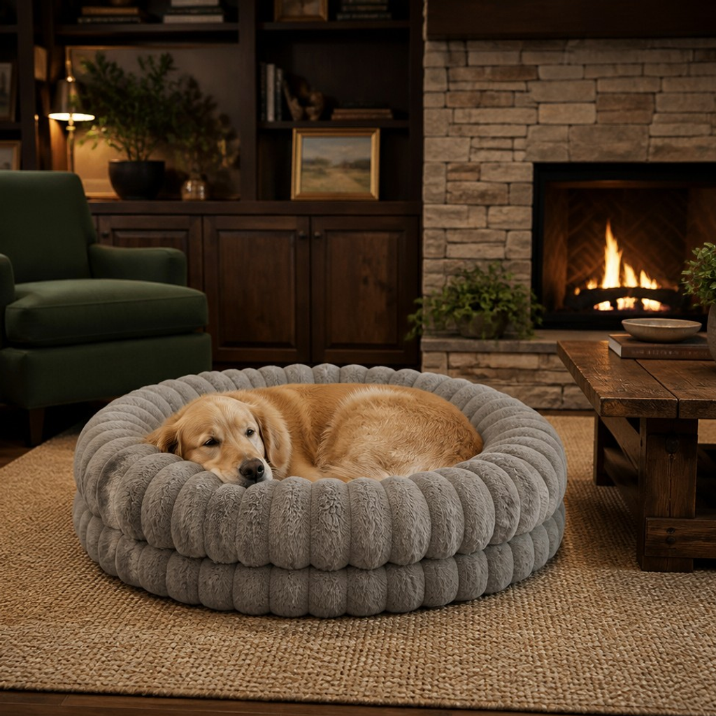 Nuzzlenest Luxury Donut Dog Bed — Orthopedic Calming, Anti-Anxiety