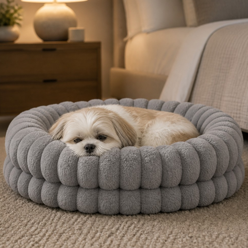 Nuzzlenest Luxury Donut Dog Bed — Orthopedic Calming, Anti-Anxiety