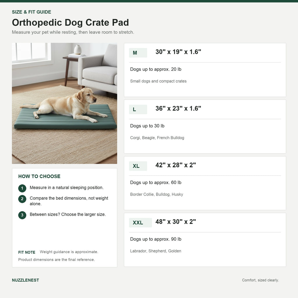 Nuzzlenest Orthopedic Dog Crate Pad - Waterproof Foam Liner