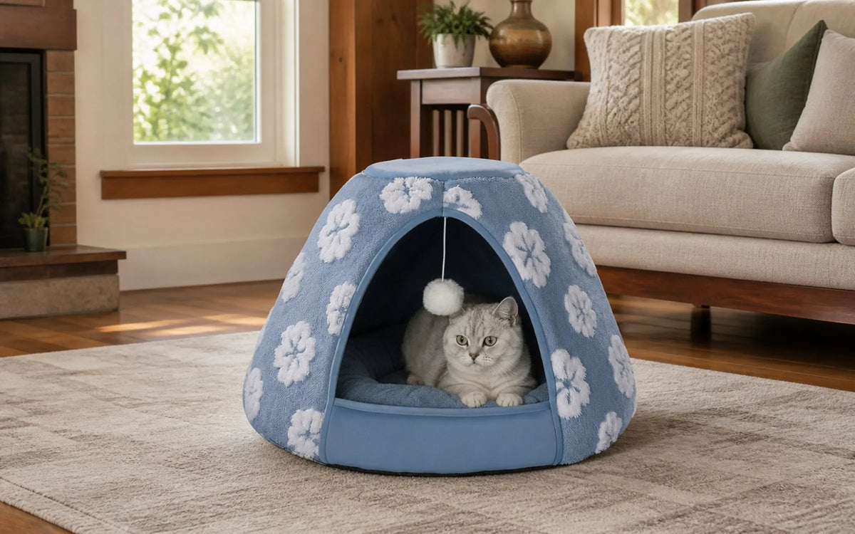Nuzzlenest 2-in-1 Cat Cave Bed & Tent — Cozy Hideaway for Kittens & Small Dogs, 19"/21"