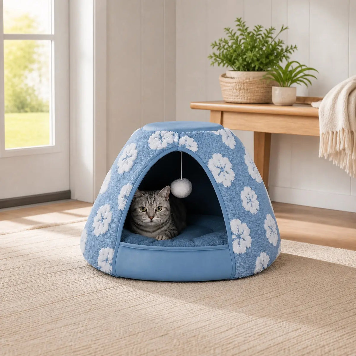 Nuzzlenest 2-in-1 Cat Cave Bed & Tent — Cozy Hideaway for Kittens & Small Dogs, 19"/21"