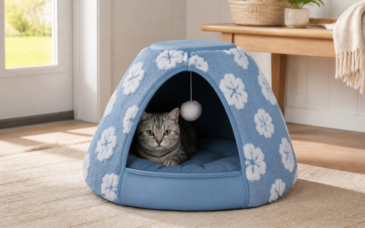 Nuzzlenest 2-in-1 Cat Cave Bed & Tent — Cozy Hideaway for Kittens & Small Dogs, 19"/21"