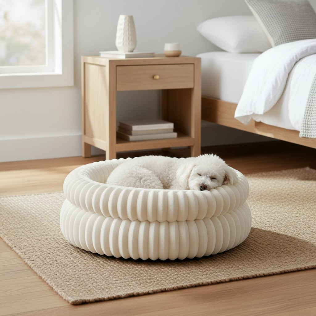 Nuzzlenest Round Calming Cat Bed — Ultra-Soft Plush, Anti-Slip