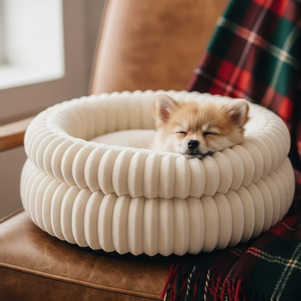 Nuzzlenest Round Calming Cat Bed — Ultra-Soft Plush, Anti-Slip
