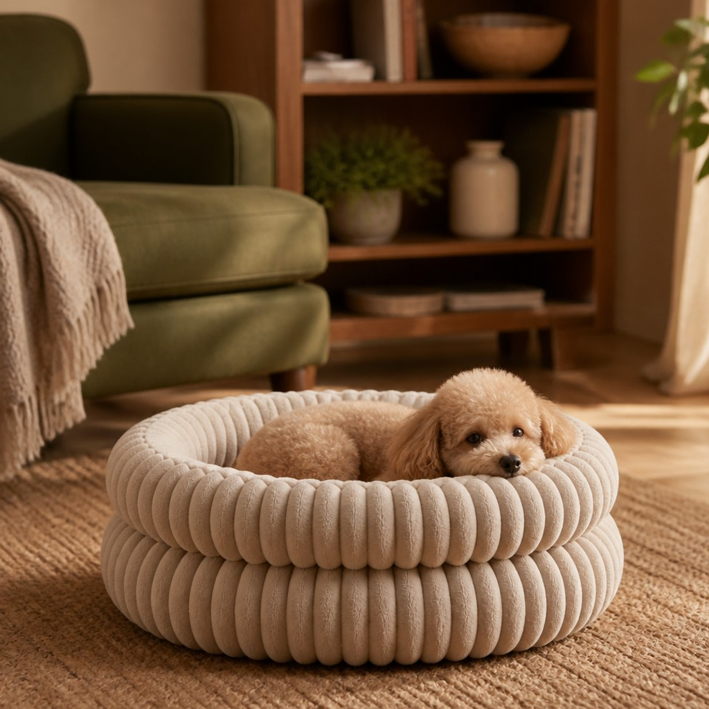 Nuzzlenest Round Calming Cat Bed — Ultra-Soft Plush, Anti-Slip