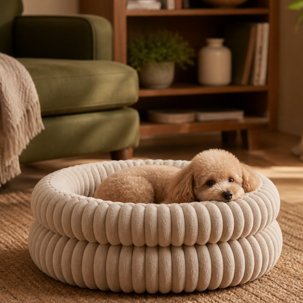 Nuzzlenest Round Calming Cat Bed — Ultra-Soft Plush, Anti-Slip
