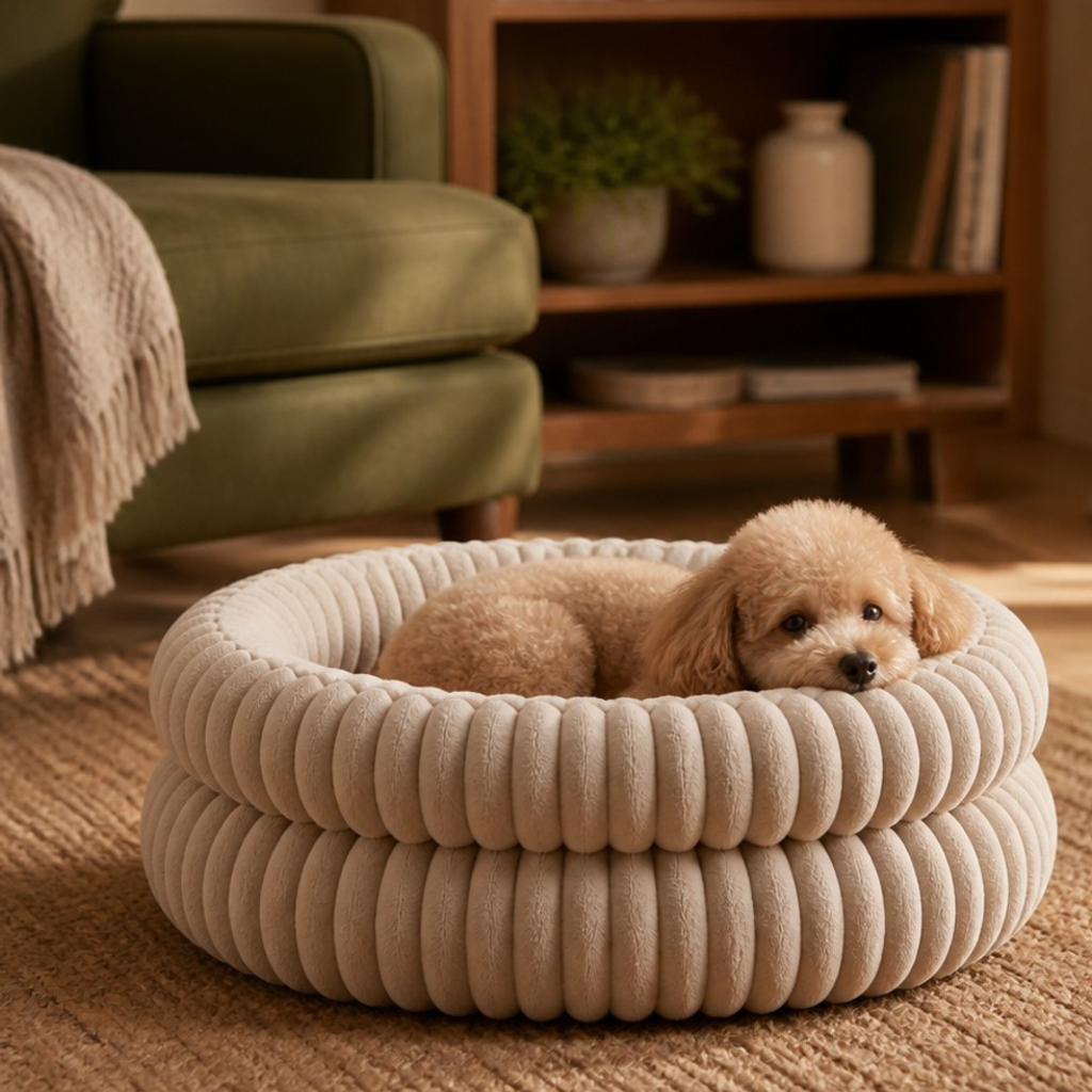 Nuzzlenest Round Calming Cat Bed — Ultra-Soft Plush, Anti-Slip